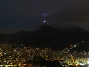Christ the Redeemer and Corcovado Mountain seen from Sugar Loaf in Brazil