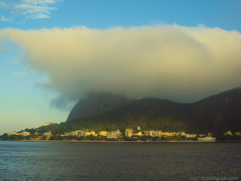 Sugar Loaf Mountain clouded over in Rio de Janeiro