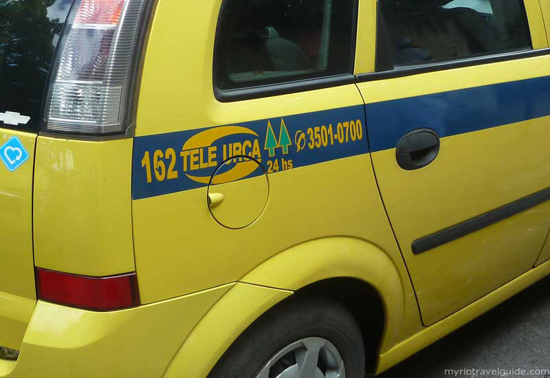 Yellow taxi to Lapa night music venues in Rio de Janeiro