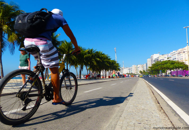 Bicyclist on Copacabana Beach
